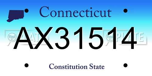 AX31514 Connecticut License Plate