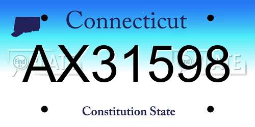 AX31598 Connecticut License Plate