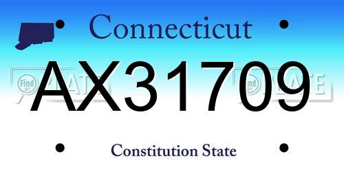 AX31709 Connecticut License Plate