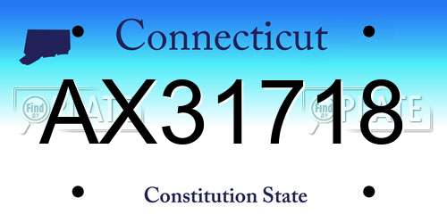 AX31718 Connecticut License Plate