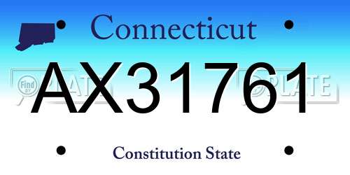 AX31761 Connecticut License Plate