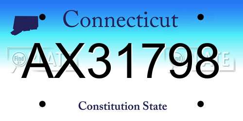 AX31798 Connecticut License Plate