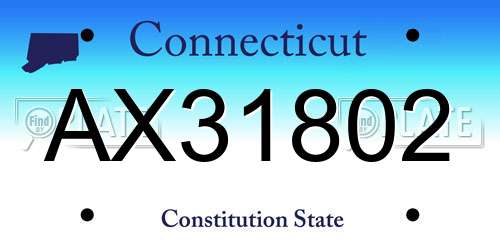 AX31802 Connecticut License Plate