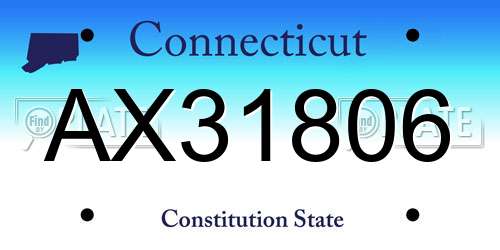 AX31806 Connecticut License Plate