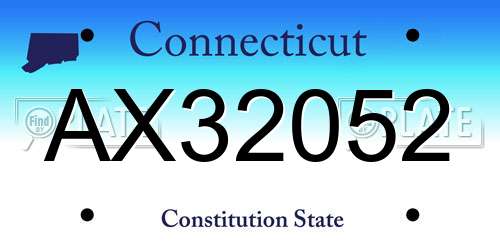 AX32052 Connecticut License Plate