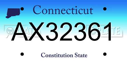 AX32361 Connecticut License Plate