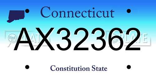 AX32362 Connecticut License Plate