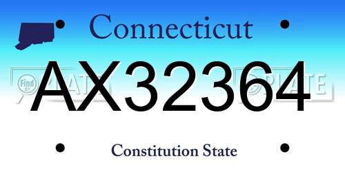AX32364 Connecticut License Plate