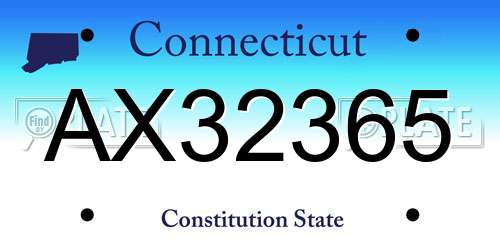 AX32365 Connecticut License Plate
