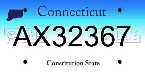 AX32367 Connecticut License Plate