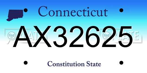 AX32625 Connecticut License Plate