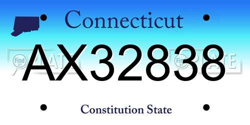 AX32838 Connecticut License Plate
