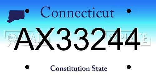 AX33244 Connecticut License Plate