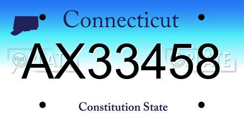 AX33458 Connecticut License Plate