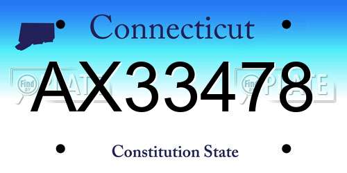 AX33478 Connecticut License Plate