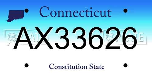 AX33626 Connecticut License Plate