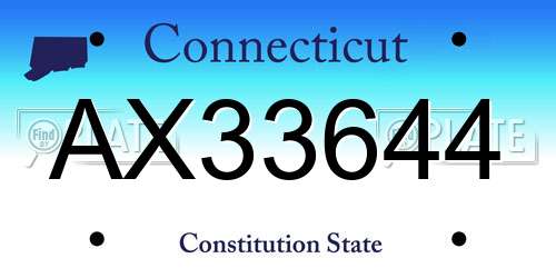 AX33644 Connecticut License Plate