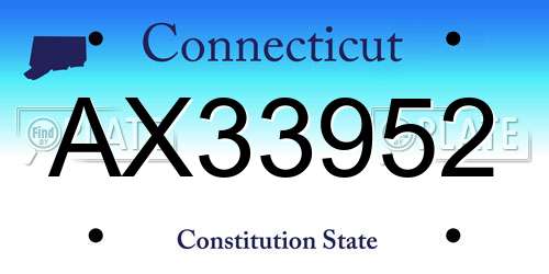 AX33952 Connecticut License Plate