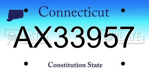 AX33957 Connecticut License Plate