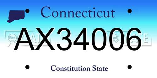AX34006 Connecticut License Plate