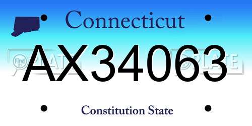 AX34063 Connecticut License Plate