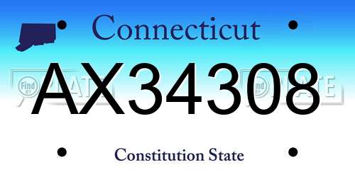 AX34308 Connecticut License Plate