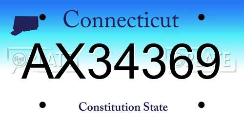 AX34369 Connecticut License Plate