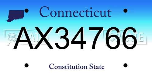 AX34766 Connecticut License Plate