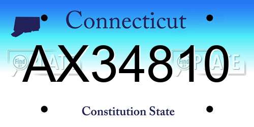 AX34810 Connecticut License Plate