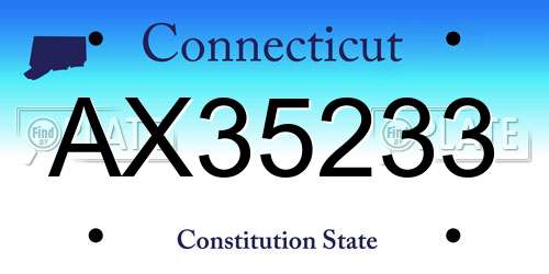 AX35233 Connecticut License Plate