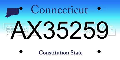 AX35259 Connecticut License Plate