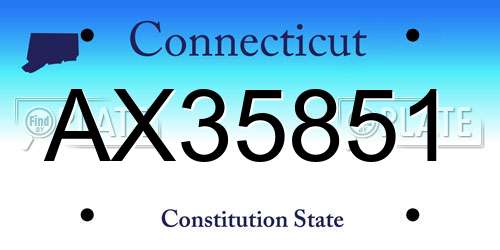 AX35851 Connecticut License Plate