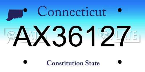 AX36127 Connecticut License Plate