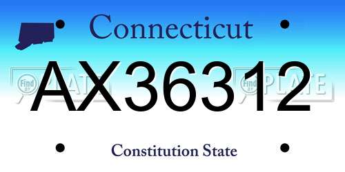 AX36312 Connecticut License Plate