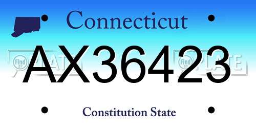 AX36423 Connecticut License Plate