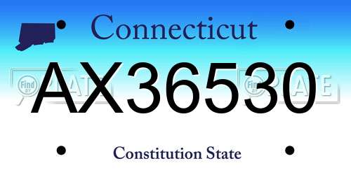 AX36530 Connecticut License Plate