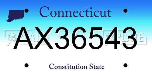 AX36543 Connecticut License Plate
