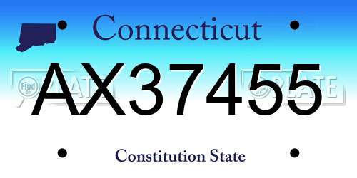 AX37455 Connecticut License Plate