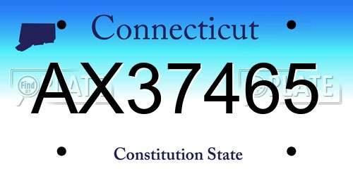 AX37465 Connecticut License Plate