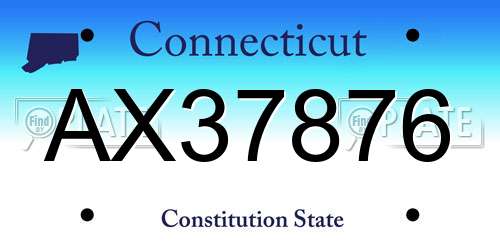AX37876 Connecticut License Plate