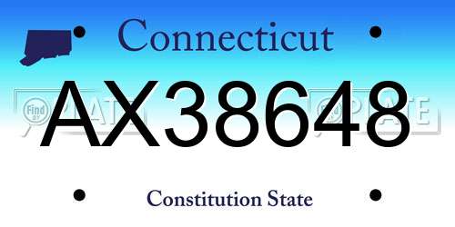 AX38648 Connecticut License Plate