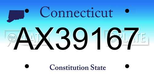 AX39167 Connecticut License Plate