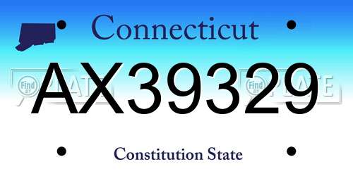 AX39329 Connecticut License Plate