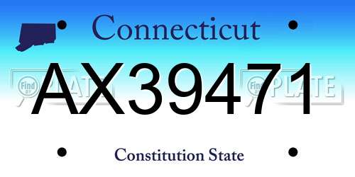 AX39471 Connecticut License Plate