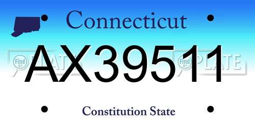 AX39511 Connecticut License Plate