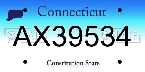 AX39534 Connecticut License Plate