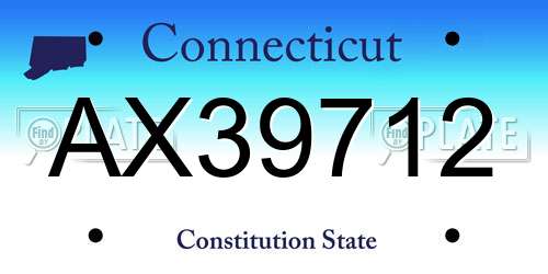 AX39712 Connecticut License Plate