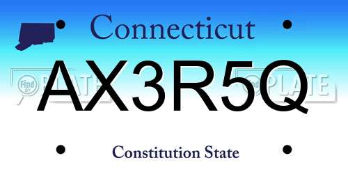 AX3R5Q Connecticut License Plate