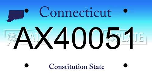 AX40051 Connecticut License Plate