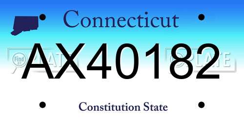 AX40182 Connecticut License Plate